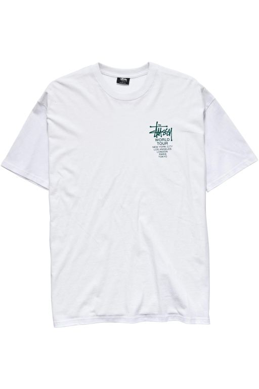 Stussy Mens World Tour SS T Shirt White - FEYSP8290